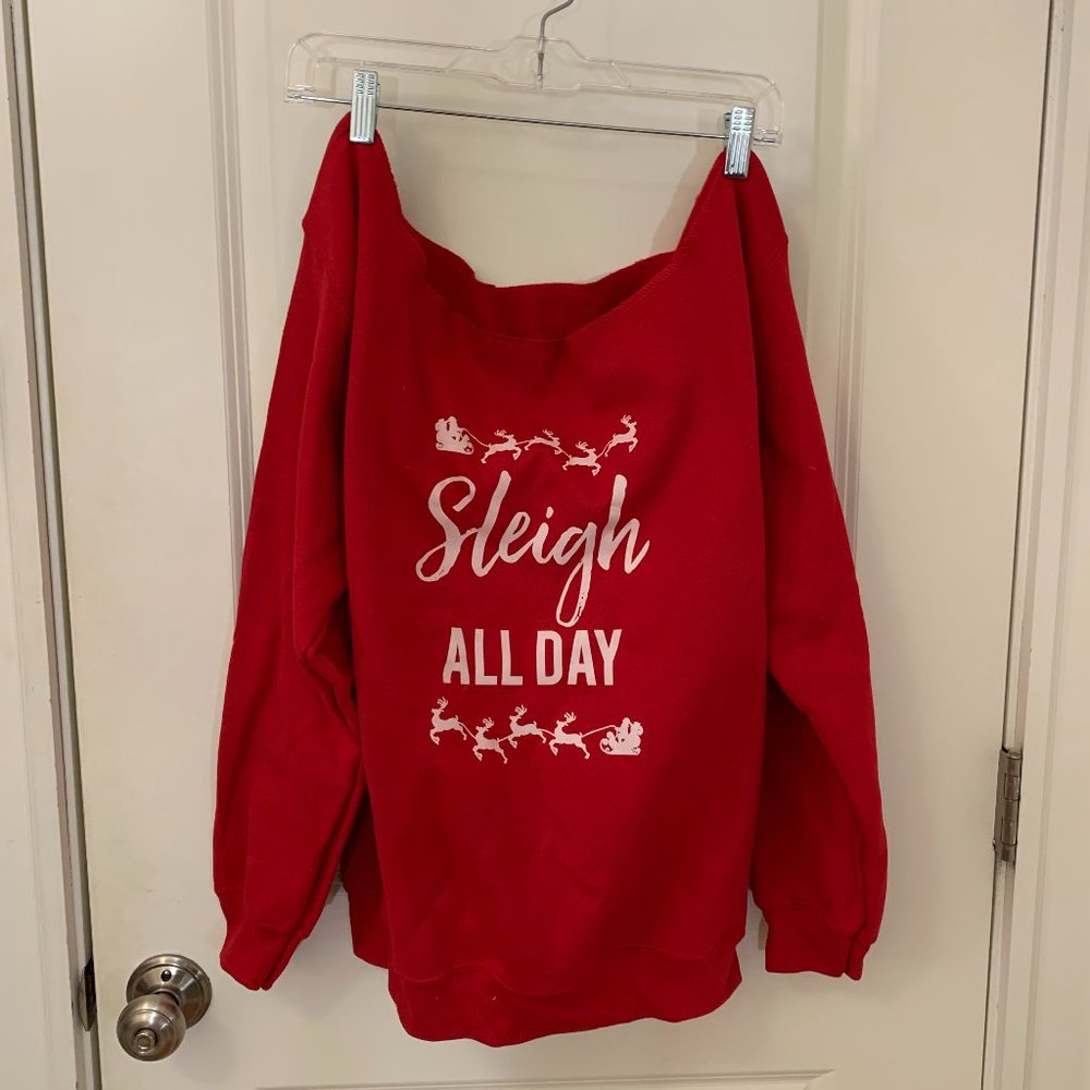 Off the Shoulder Holiday Sweatshirt